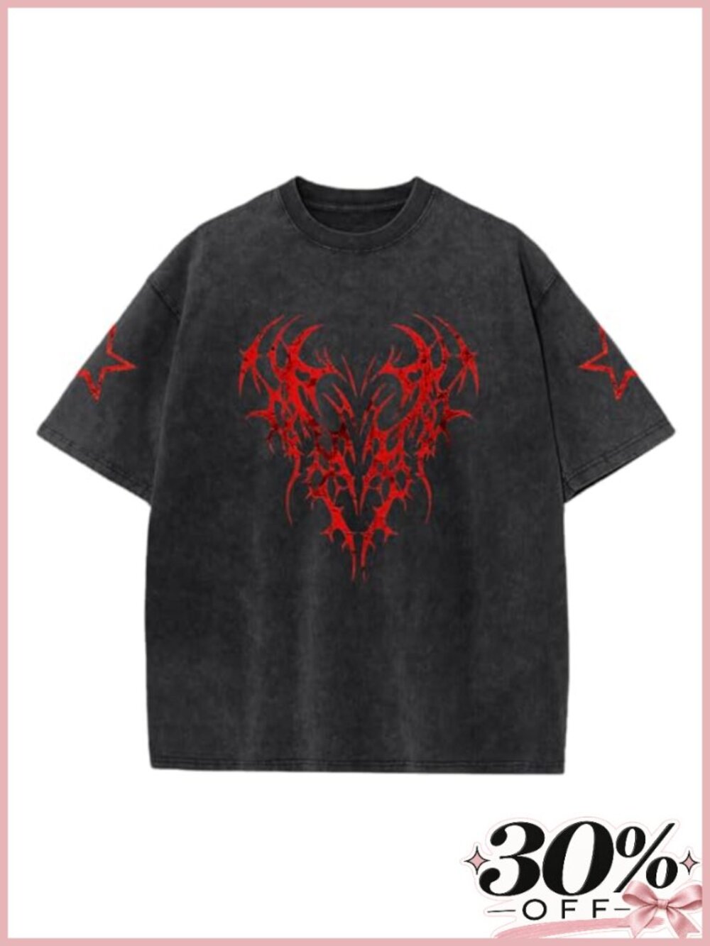 Men's Graphic Tee Oversized Washed Cotton Grunge Goth Punk Streetwear T-Shirt